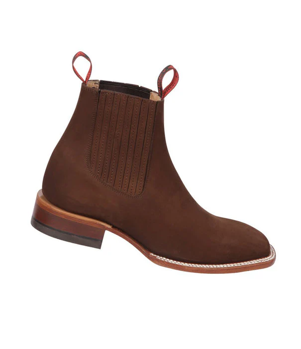 Botines Charros Quincy de Gamuza con Punta Cuadrada Cafe - Image 6