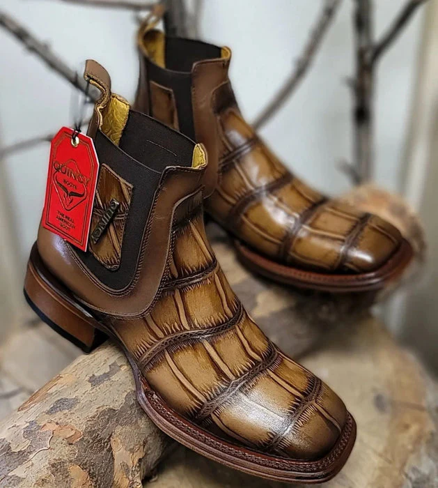 Botin de Cocodrilo Grabado con Punta Cuadrada - Image 4