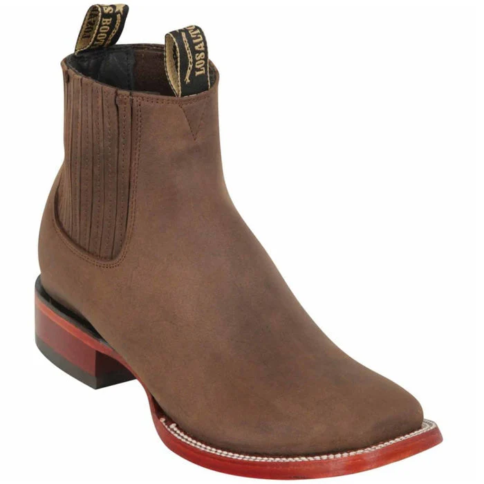 Botines Charros de Cuero Crazy Punta Cuadrada Los Altos Boots Color Cafe LAB
