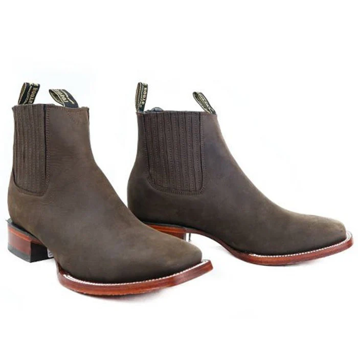 Botines Charros de Gamuza Punta Cuadrada Los Altos Boots Color Cafe