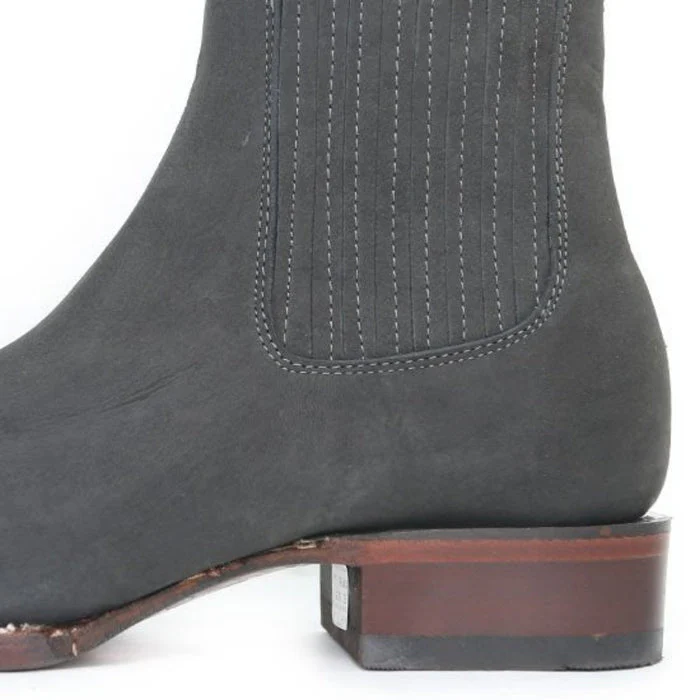 Botines Charros de Gamuza Punta Cuadrada Los Altos Boots Color Gris LAB - Image 3