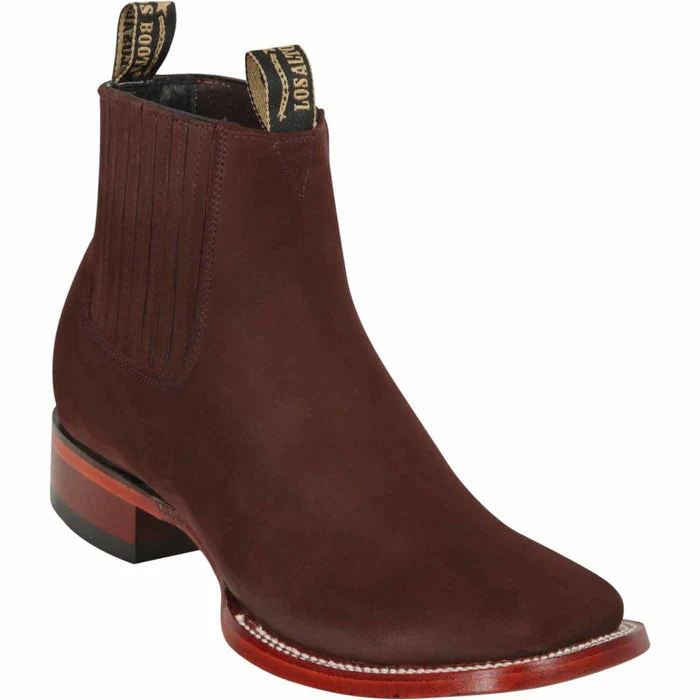 Botines Charros de Gamuza Punta Cuadrada Los Altos Boots Color Vino