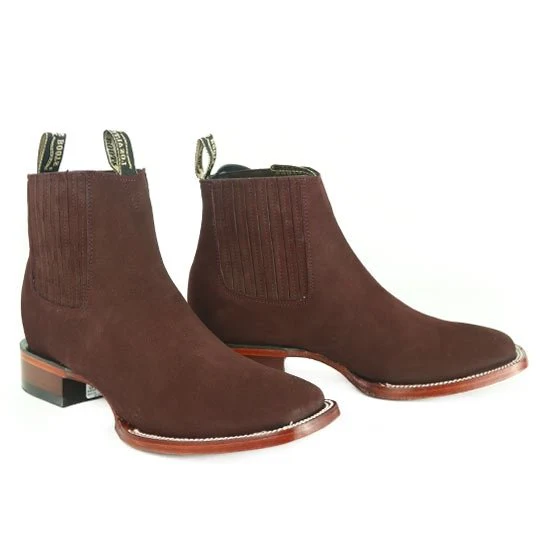 Botines Charros de Gamuza Punta Cuadrada Los Altos Boots Color Vino - Image 4