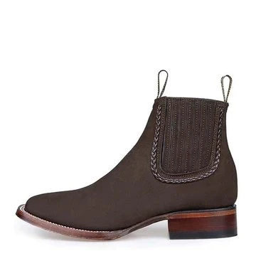 Botines Charros de Gamuza Punta Cuadrada para Mujer Color Chocolate LAB-32B6359 - Image 2