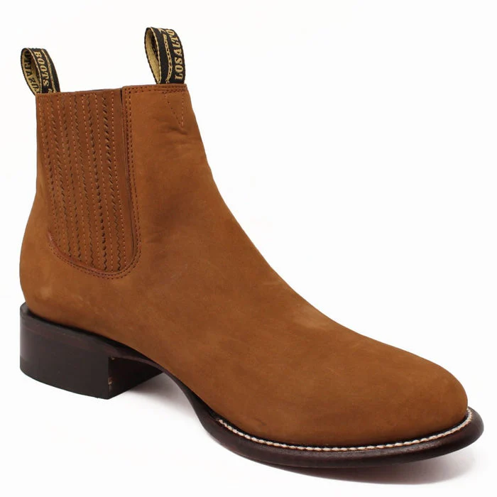 Botines Charros de Gamuza Punta Redonda Color Shedron Los Altos Boots