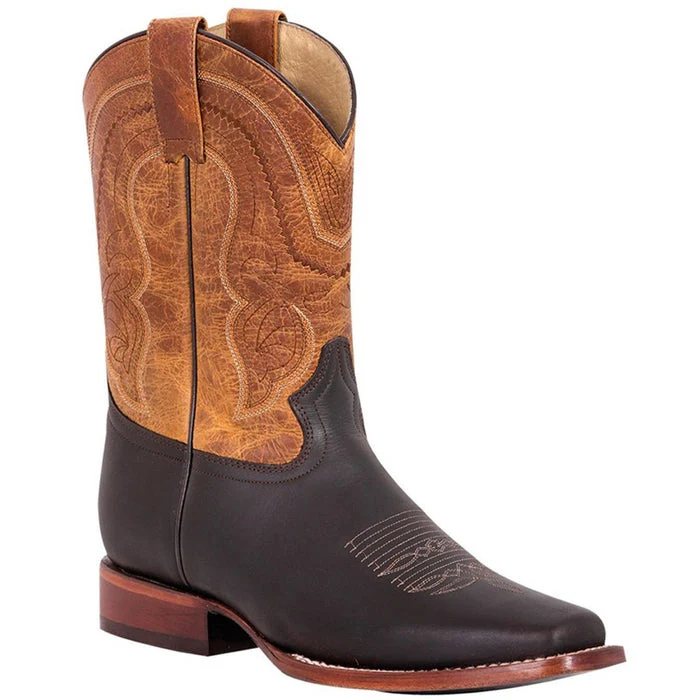 Botines Charros Quincy de Gamuza Punta Cuadrada y Suela de Hule Tan - Image 2