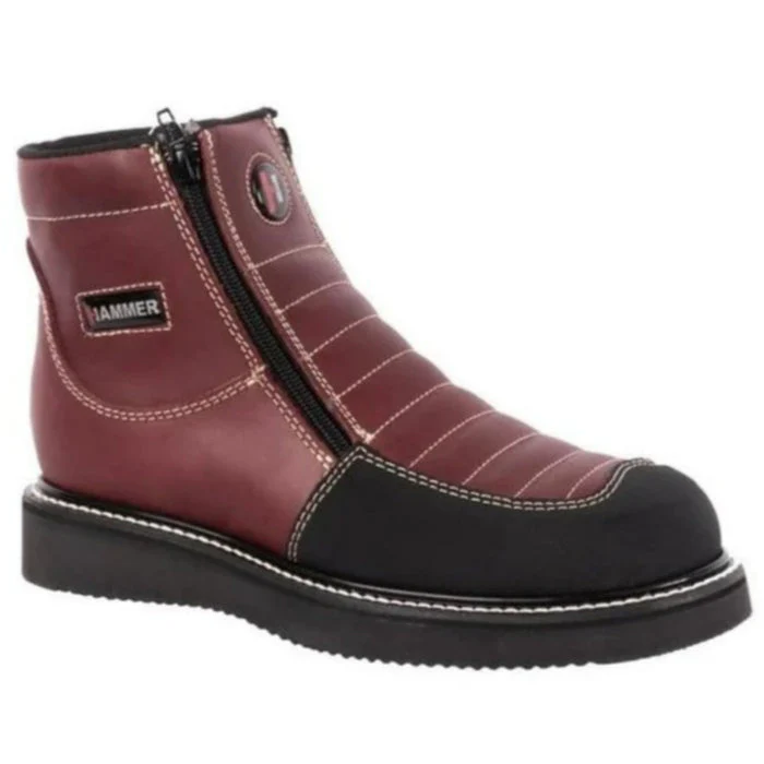 Botines de Trabajo Hammer con Doble Zipper Punta Reforzada Color Vino