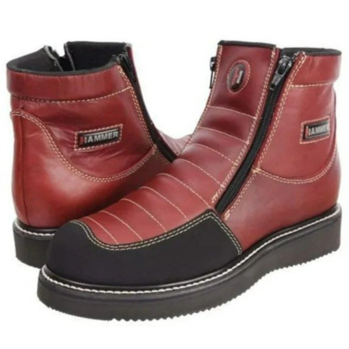 Botines de Trabajo Hammer con Doble Zipper Punta Reforzada Color Vino - Image 2