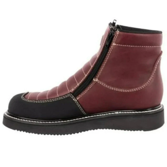 Botines de Trabajo Hammer con Doble Zipper Punta Reforzada Color Vino - Image 5