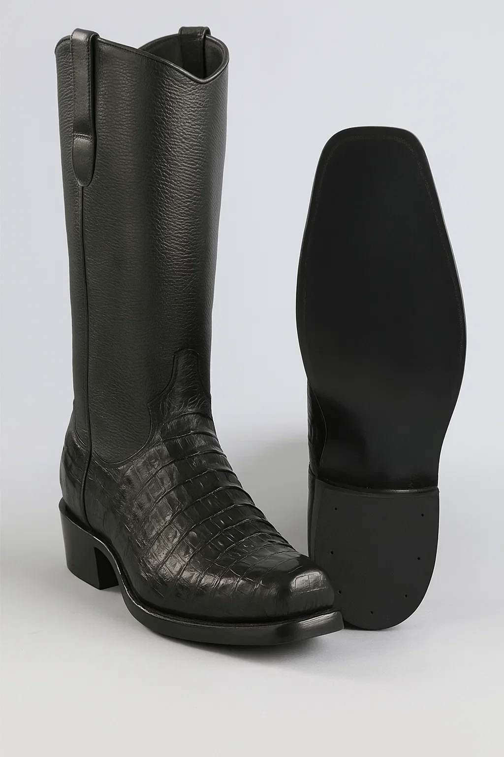 Botines Para Hombre Negro - Western Alligator Skin Los Altos Boots Black Caiman Cowboy Dress Cowboy Boots Cheap Priced For Sales Online (EE) ~ World Best Alligator
