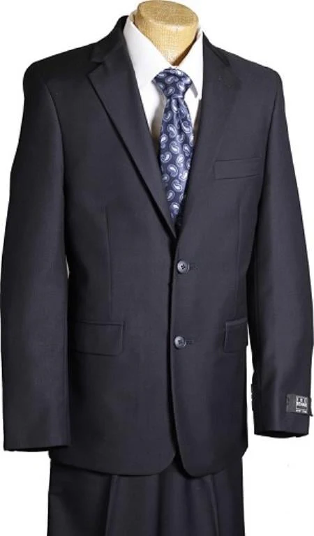 Boy'S Dark Navy 2 Buttons Kids Sizes Designer Suit Perfect For Toddler Suit Wedding Attires Outfits Dark Blue Suit
