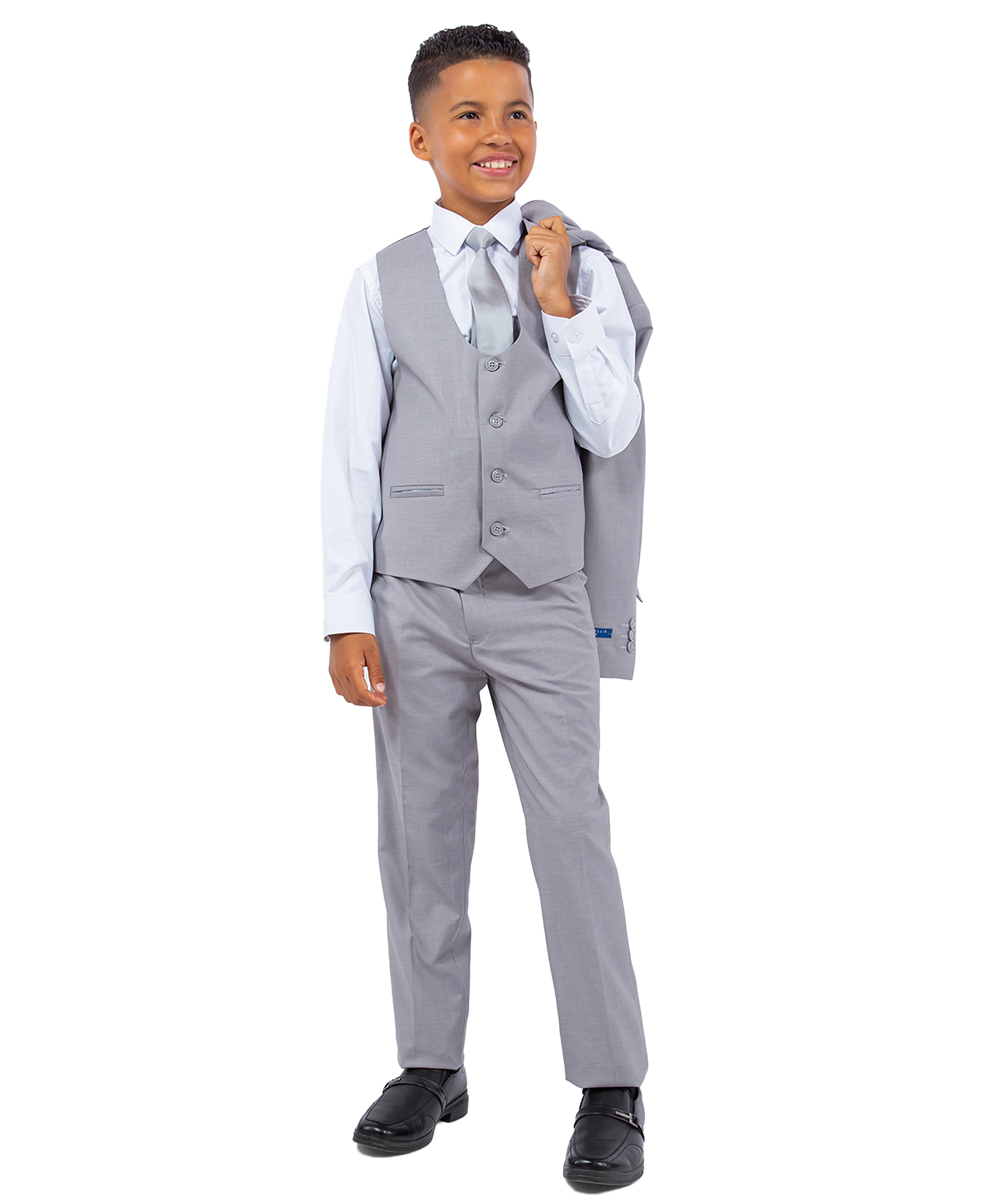 Perry Ellis Boys Suit Solid Light Grey - Image 3