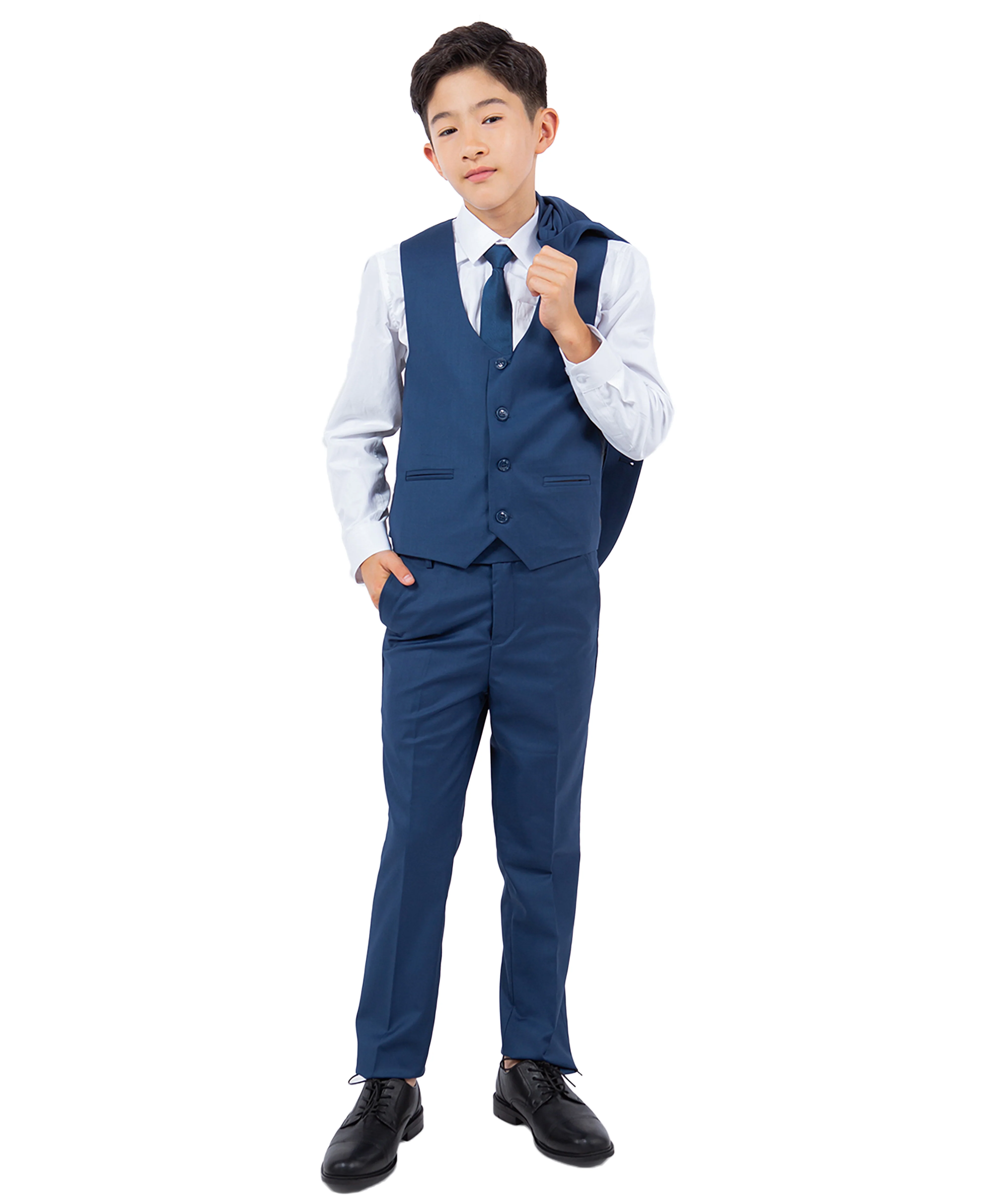 Perry Ellis Boys Suit Solid Indigo Blue - Image 3
