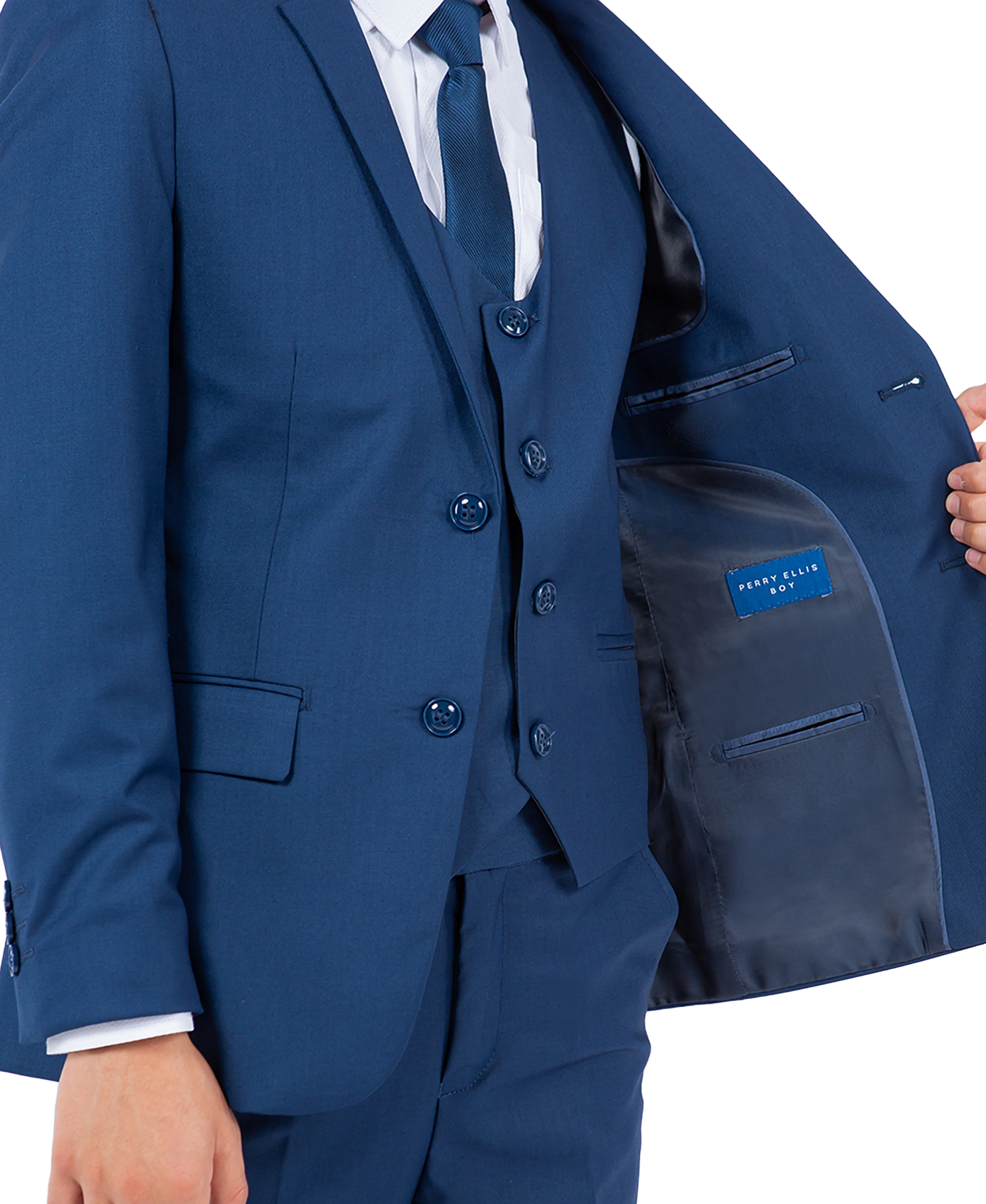 Perry Ellis Boys Suit Solid Indigo Blue - Image 4