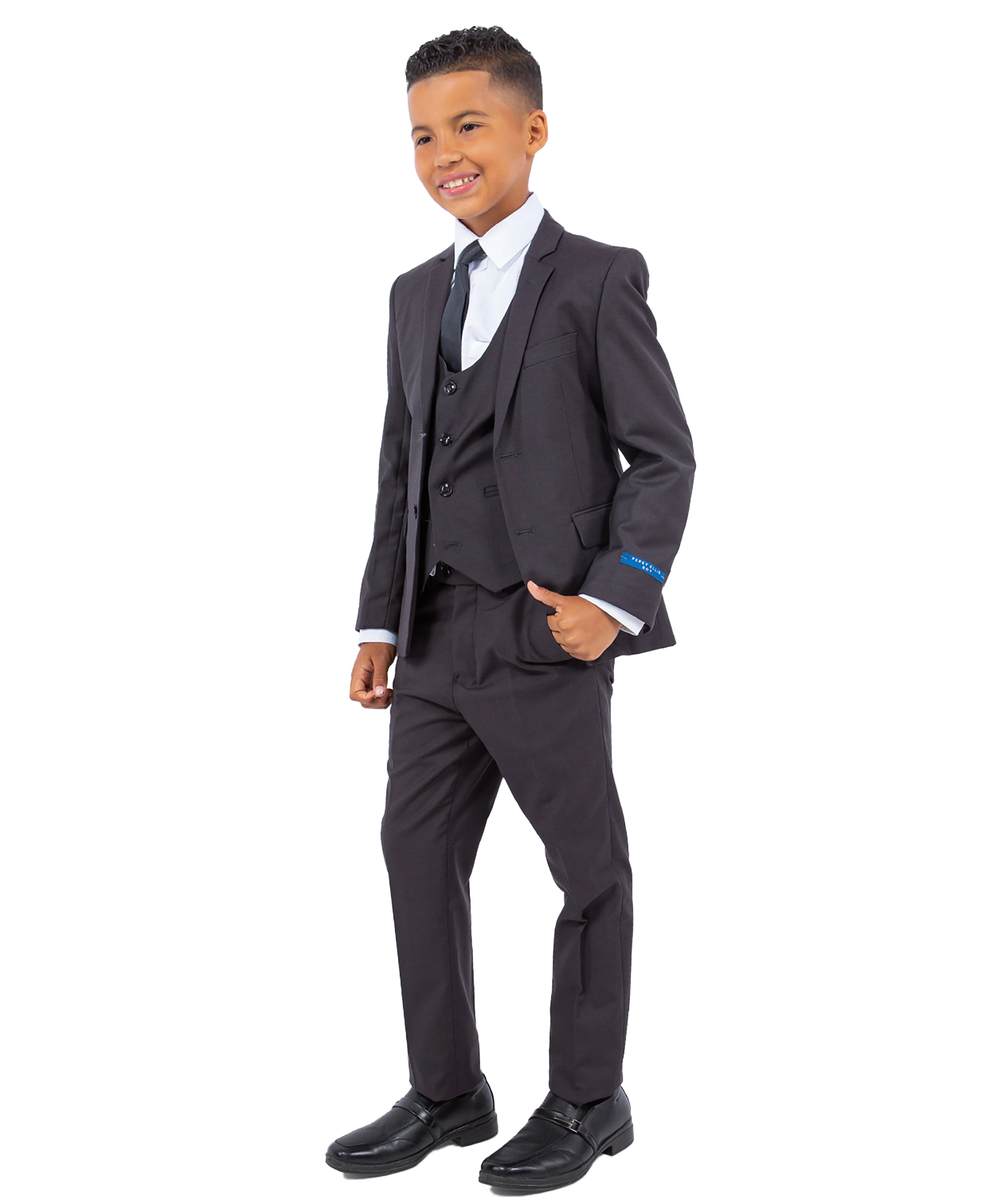 Perry Ellis Boys Suit Solid Dark Grey - Image 2