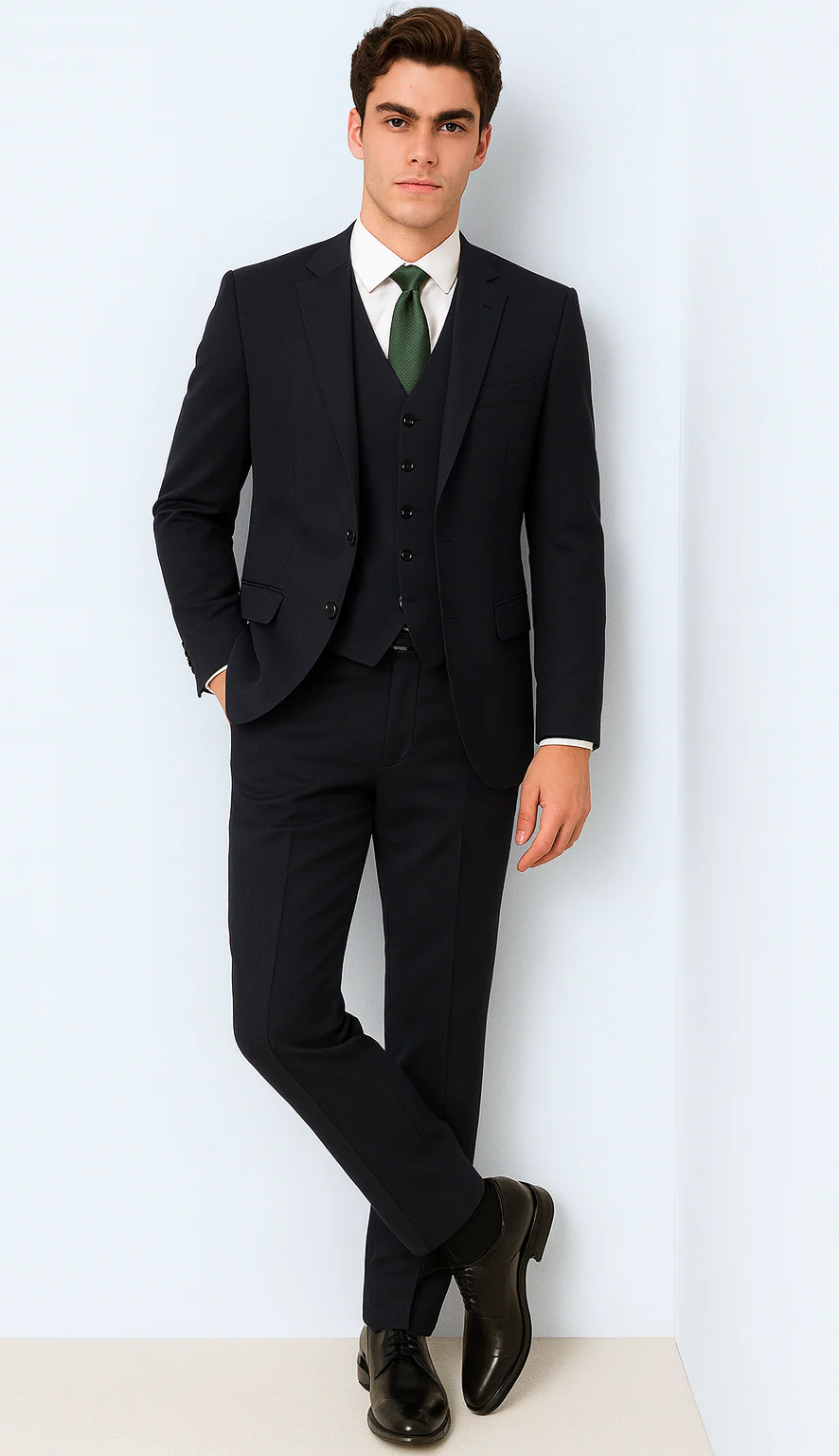 Brand: Caravelli Collezione Suit - Caravelli Suit - Caravelli italy Men's Dark Navy Slim Fit Vested Dress Suit Set - Image 3