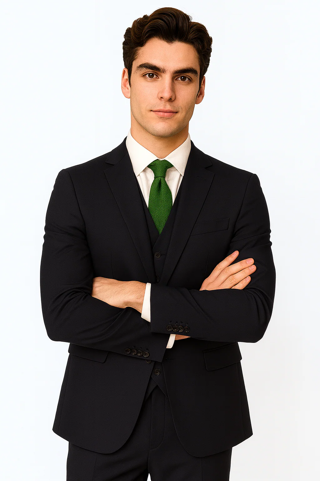 Brand: Caravelli Collezione Suit - Caravelli Suit - Caravelli italy Men's Dark Navy Slim Fit Vested Dress Suit Set - Image 5