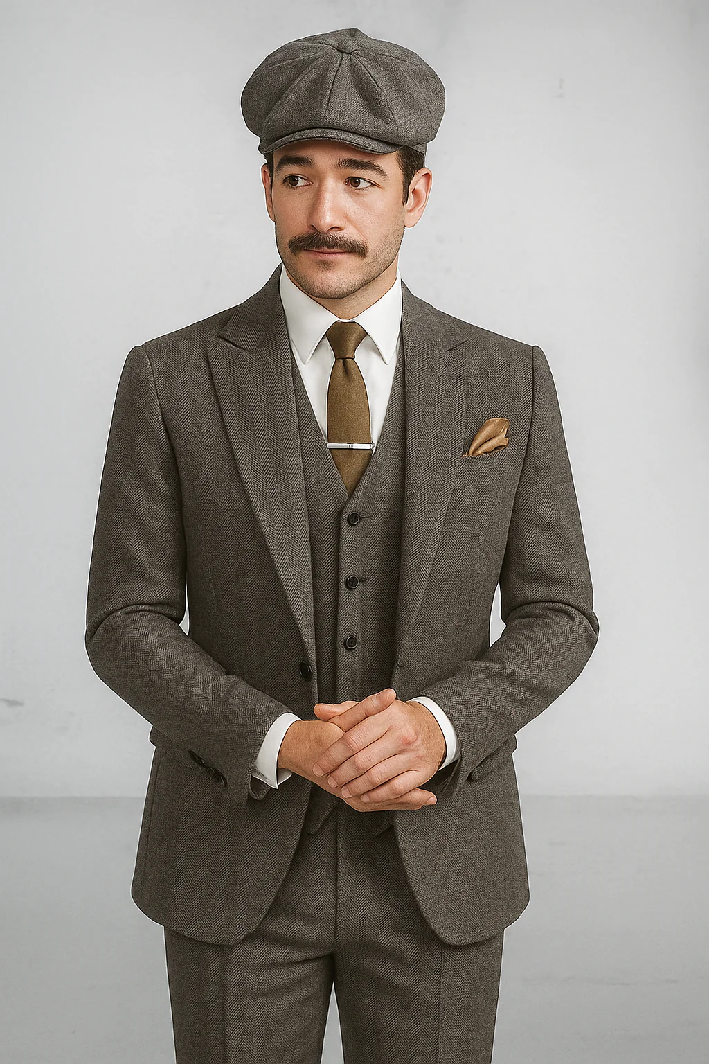Brand New Quality 1920's English Style Peaky Blinders Style Vested Peaky Blinder Suit - Peaky Blinders Outfit + Overcoat + Hat (Peaky Blinder Custome) - Image 96