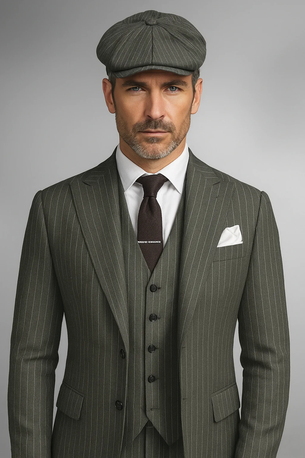 Brand New Quality 1920's English Style Peaky Blinders Style Vested Peaky Blinder Suit - Peaky Blinders Outfit + Overcoat + Hat (Peaky Blinder Custome) - Image 100