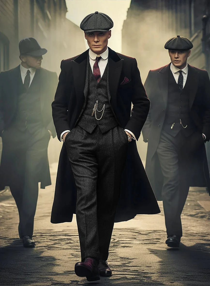 Brand New Quality 1920's English Style Peaky Blinders Style Vested Peaky Blinder Suit - Peaky Blinders Outfit + Overcoat + Hat (Peaky Blinder Custome) - Image 14