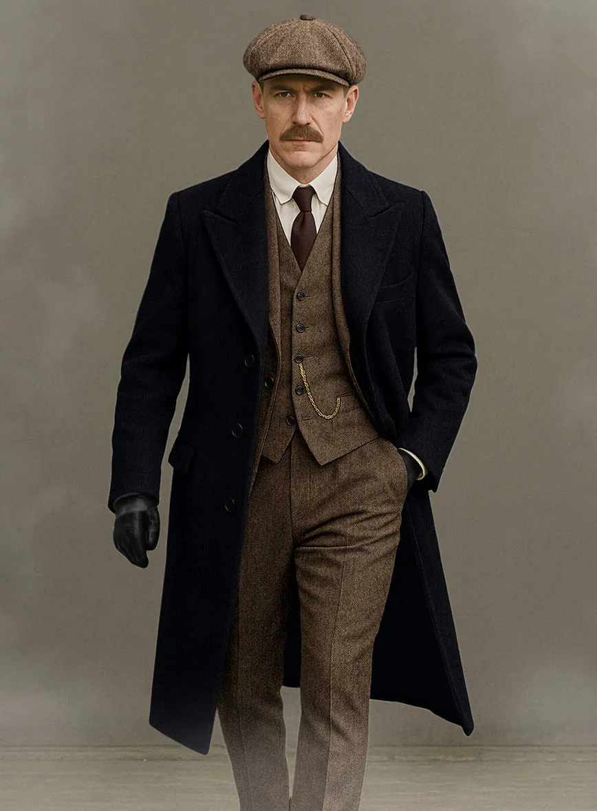 Brand New Quality 1920's English Style Peaky Blinders Style Vested Peaky Blinder Suit - Peaky Blinders Outfit + Overcoat + Hat (Peaky Blinder Custome) - Image 37