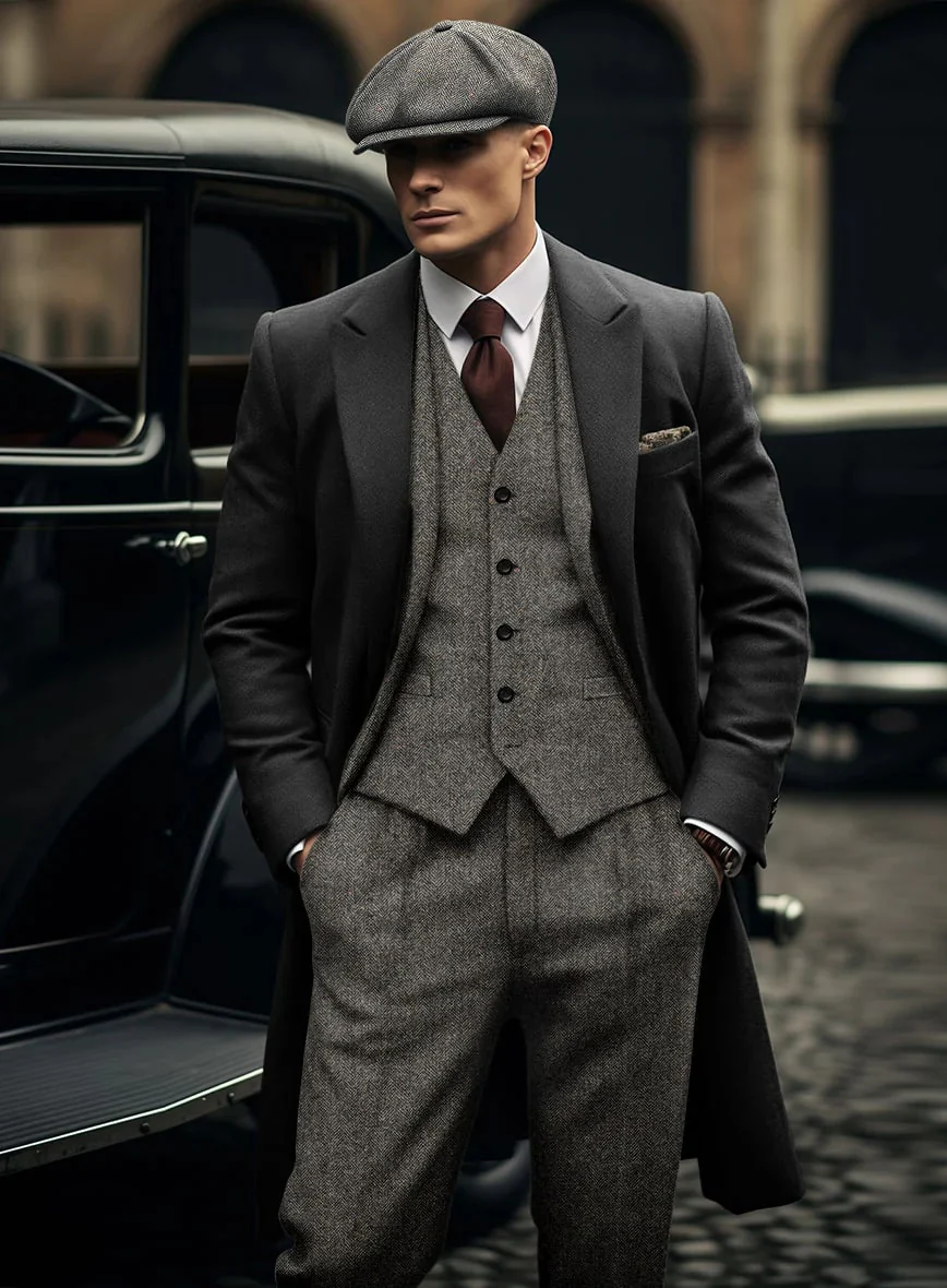 Brand New Quality 1920's English Style Peaky Blinders Style Vested Peaky Blinder Suit - Peaky Blinders Outfit + Overcoat + Hat (Peaky Blinder Custome) - Image 43