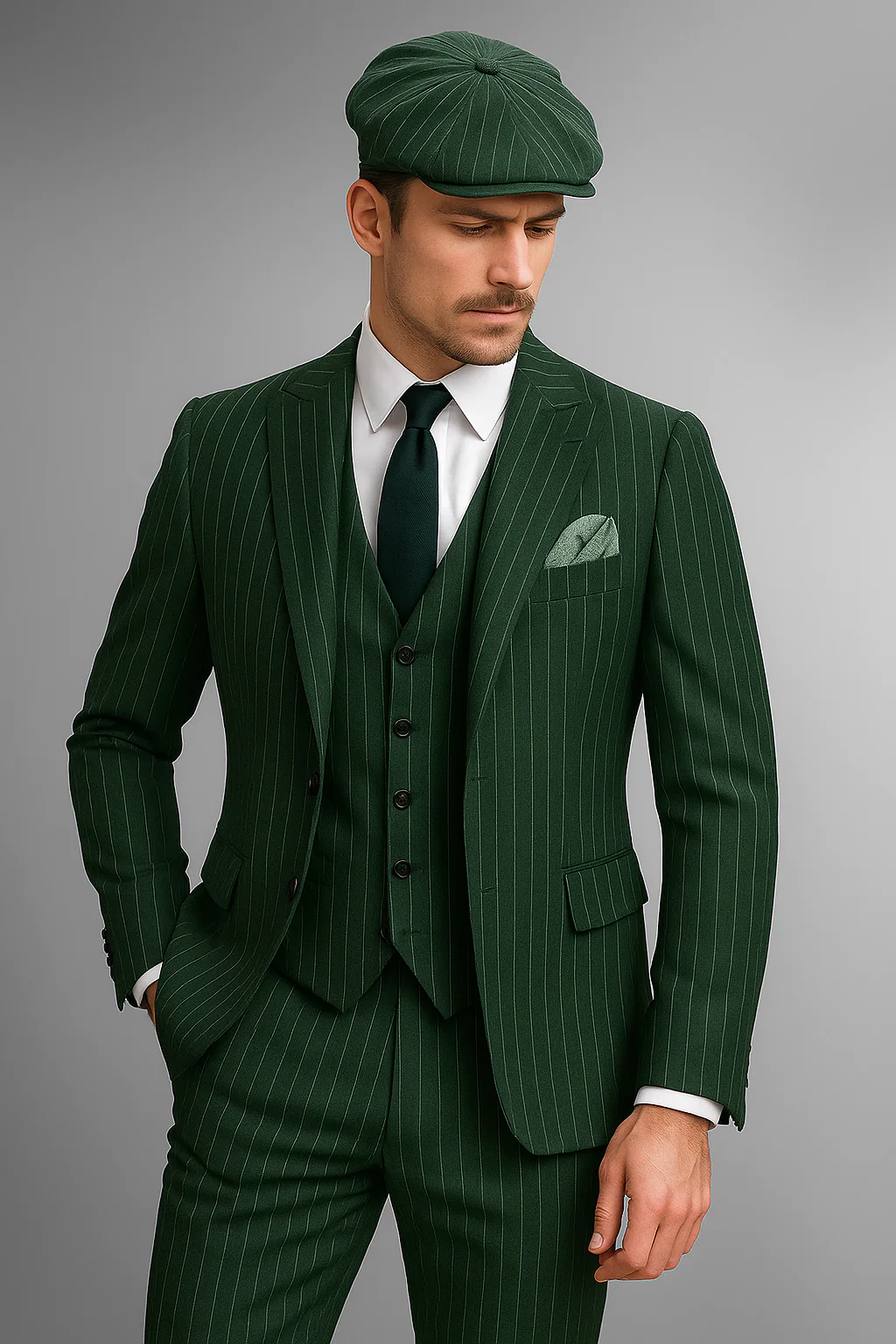 Brand New Quality 1920's English Style Peaky Blinders Style Vested Peaky Blinder Suit - Peaky Blinders Outfit + Overcoat + Hat (Peaky Blinder Custome) - Image 87