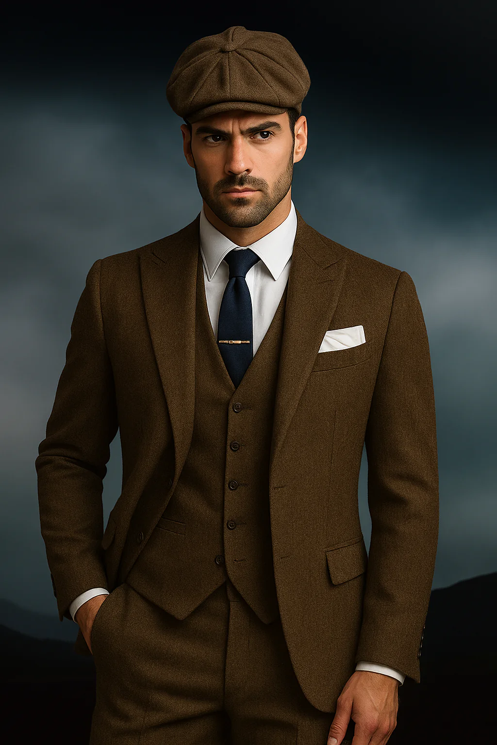 Brand New Quality 1920's English Style Peaky Blinders Style Vested Peaky Blinder Suit - Peaky Blinders Outfit + Overcoat + Hat (Peaky Blinder Custome) - Image 95