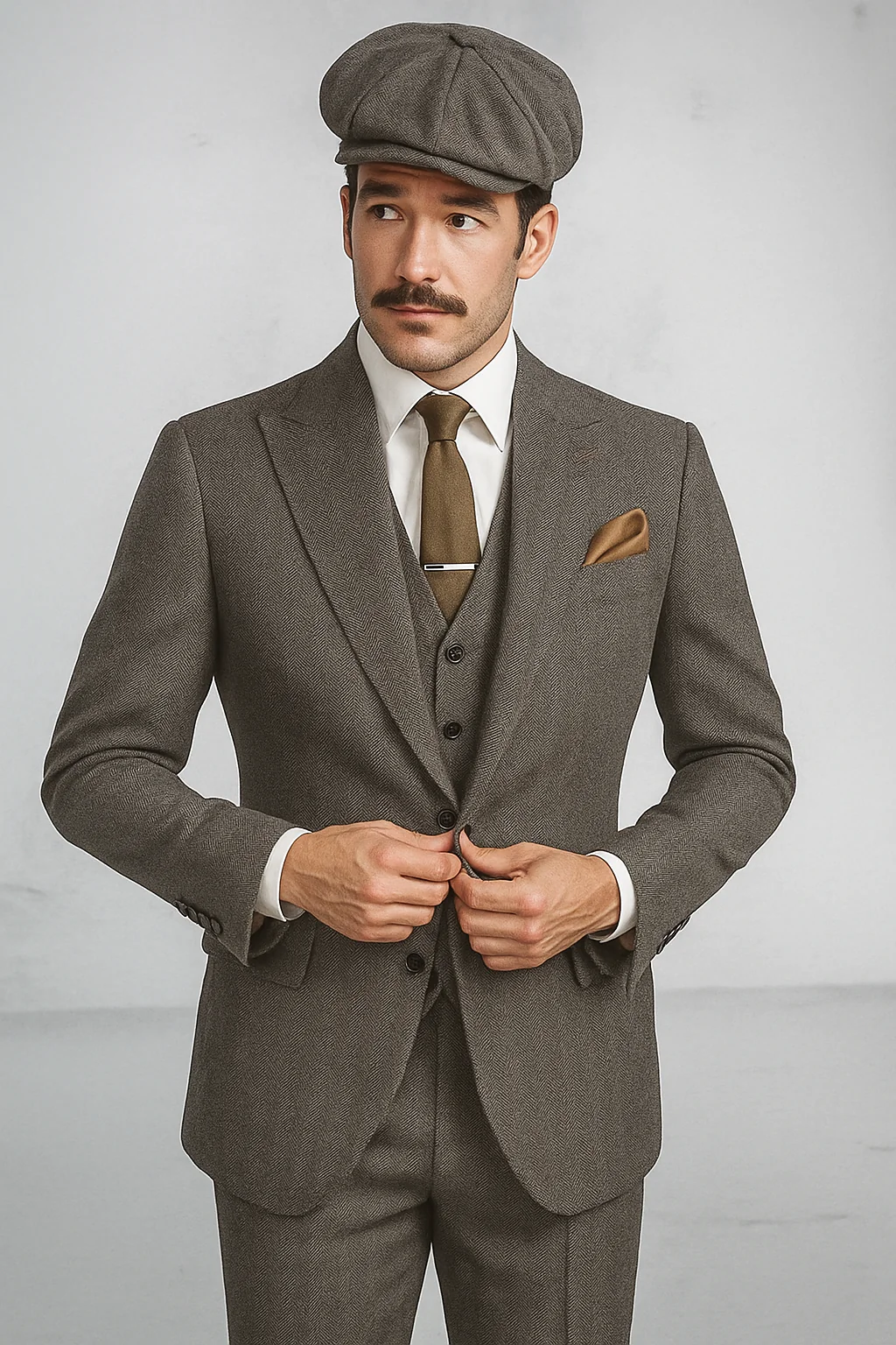 Brand New Quality 1920's English Style Peaky Blinders Style Vested Peaky Blinder Suit - Peaky Blinders Outfit + Overcoat + Hat (Peaky Blinder Custome) - Image 97