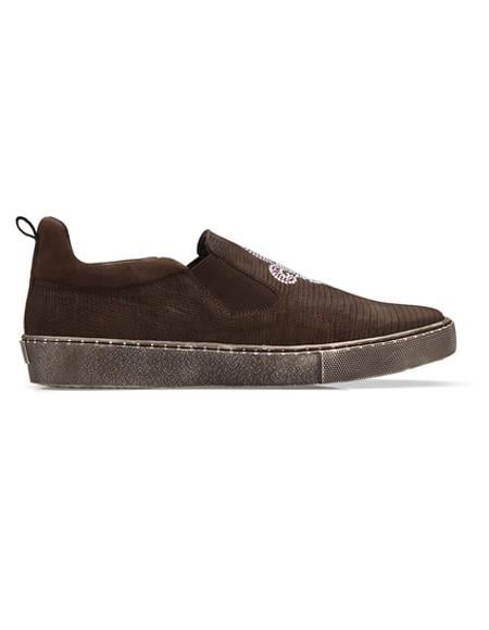 Brown Authentic Genuine Skin Italian Kane Dress Sneaker