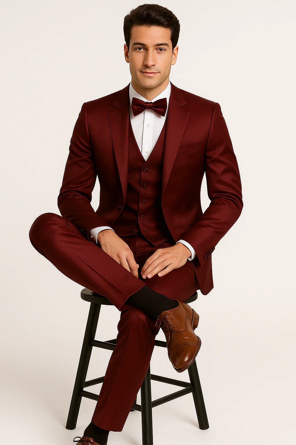 Burgundy 4PC Prom & Wedding Tux - Image 2