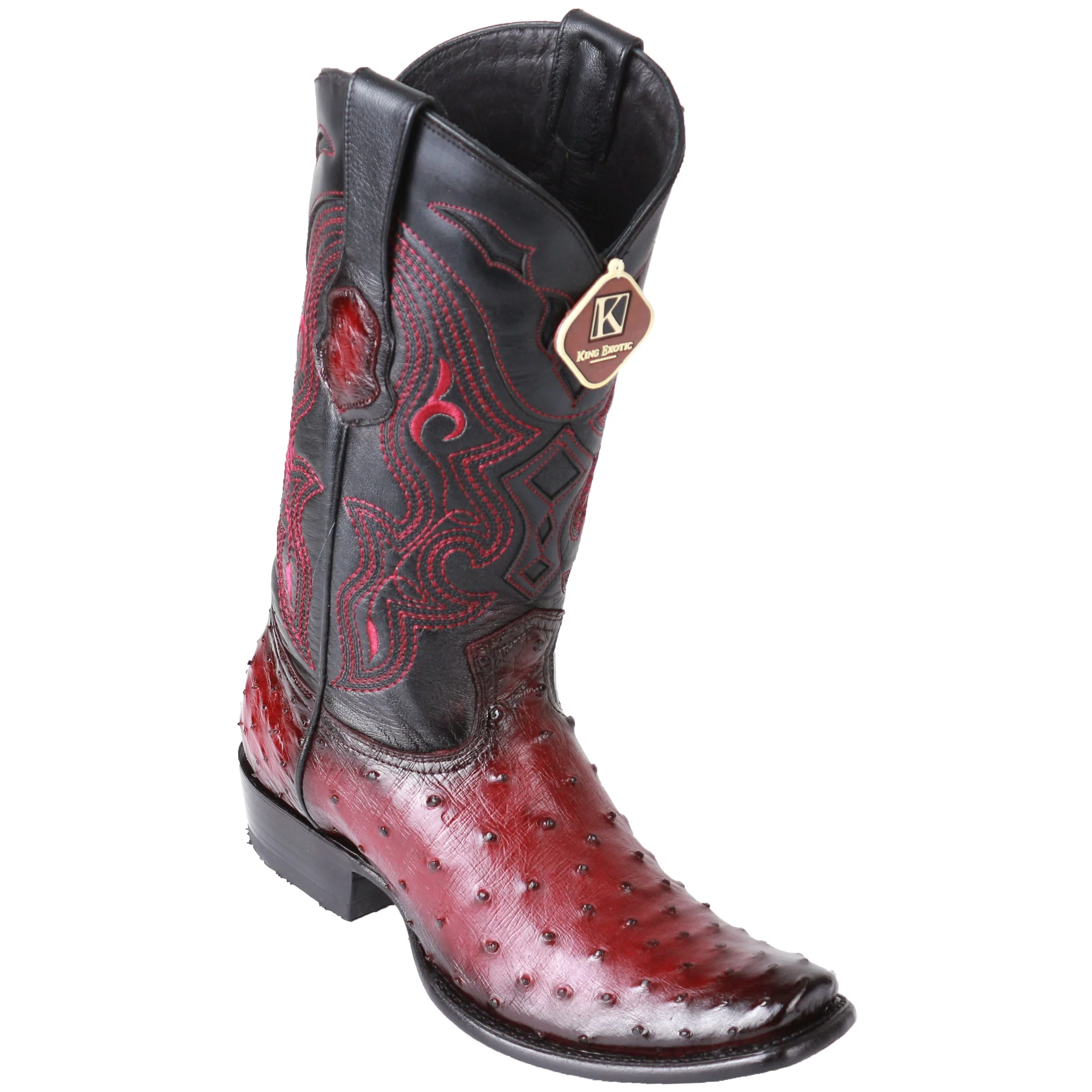Burgundy Ostrich Boots by King Exotic Boots