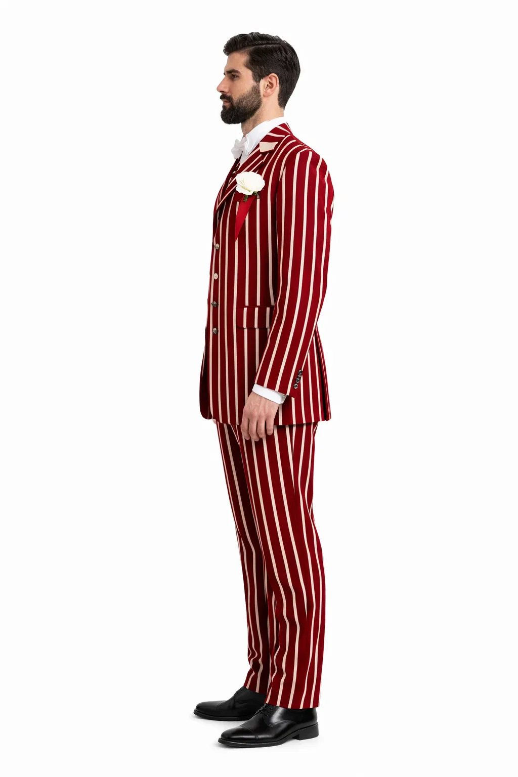Burgundy Pinstripe Suit - Mens 1920s Gangster Pinstripe Suit - Chalk Pinstripe - Image 5