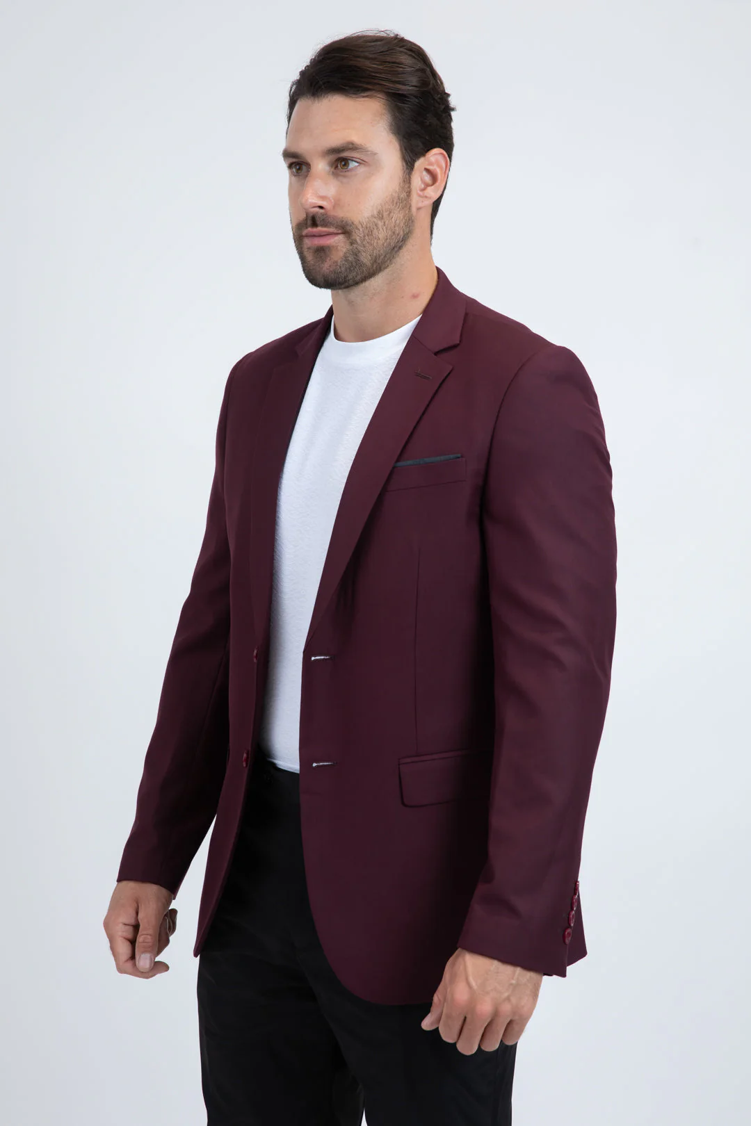 Burgundy Western Cowboy Blazer - Mens Modern Fit Stretch Date Night Burgundy Blazer - Image 5