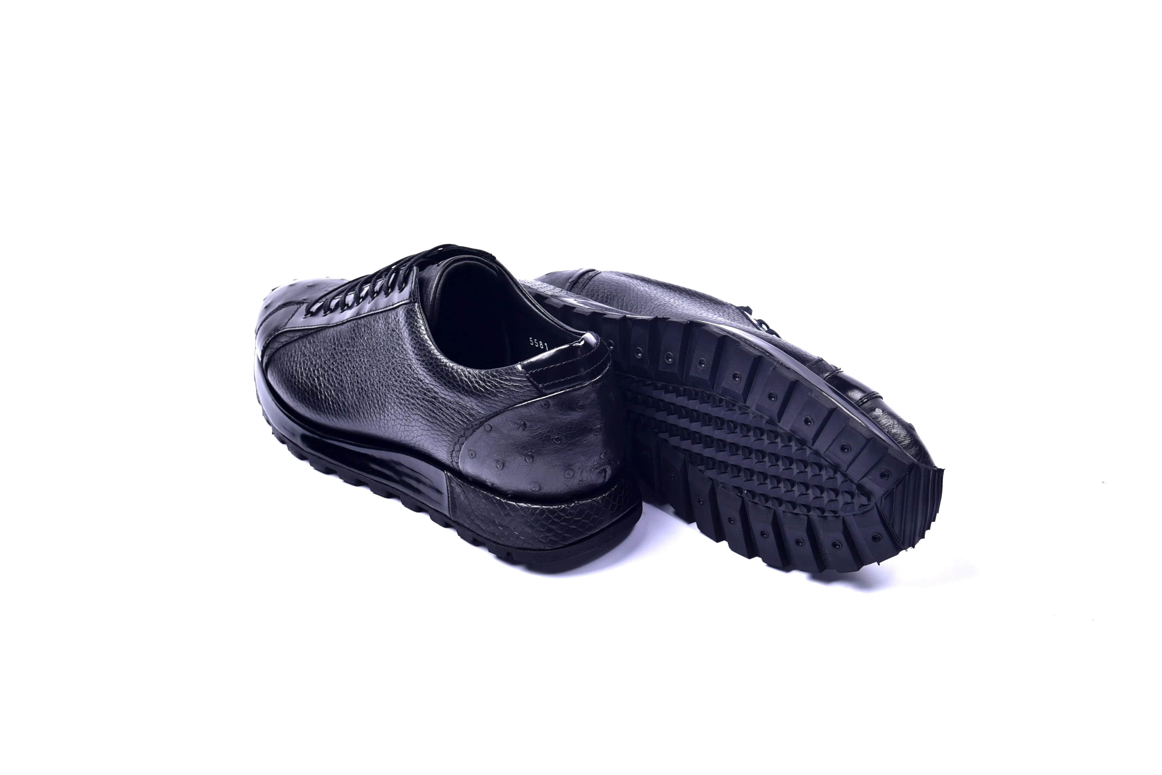 C001304-5581  Genuine Ostrich Fashion Sneaker- Black - Image 4