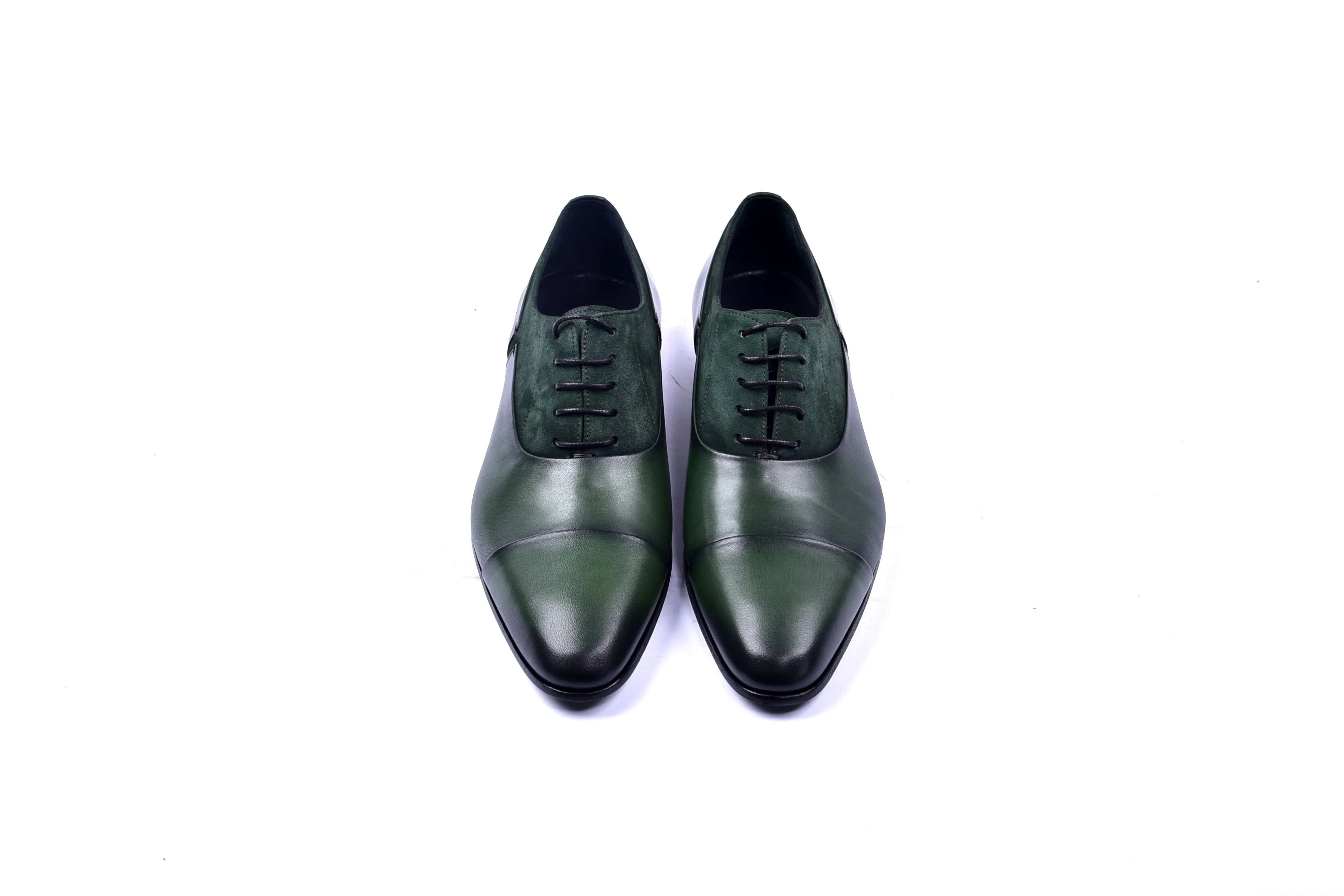 C0014040-5230 Plain toe lace up with suede vamp-Green - Image 4