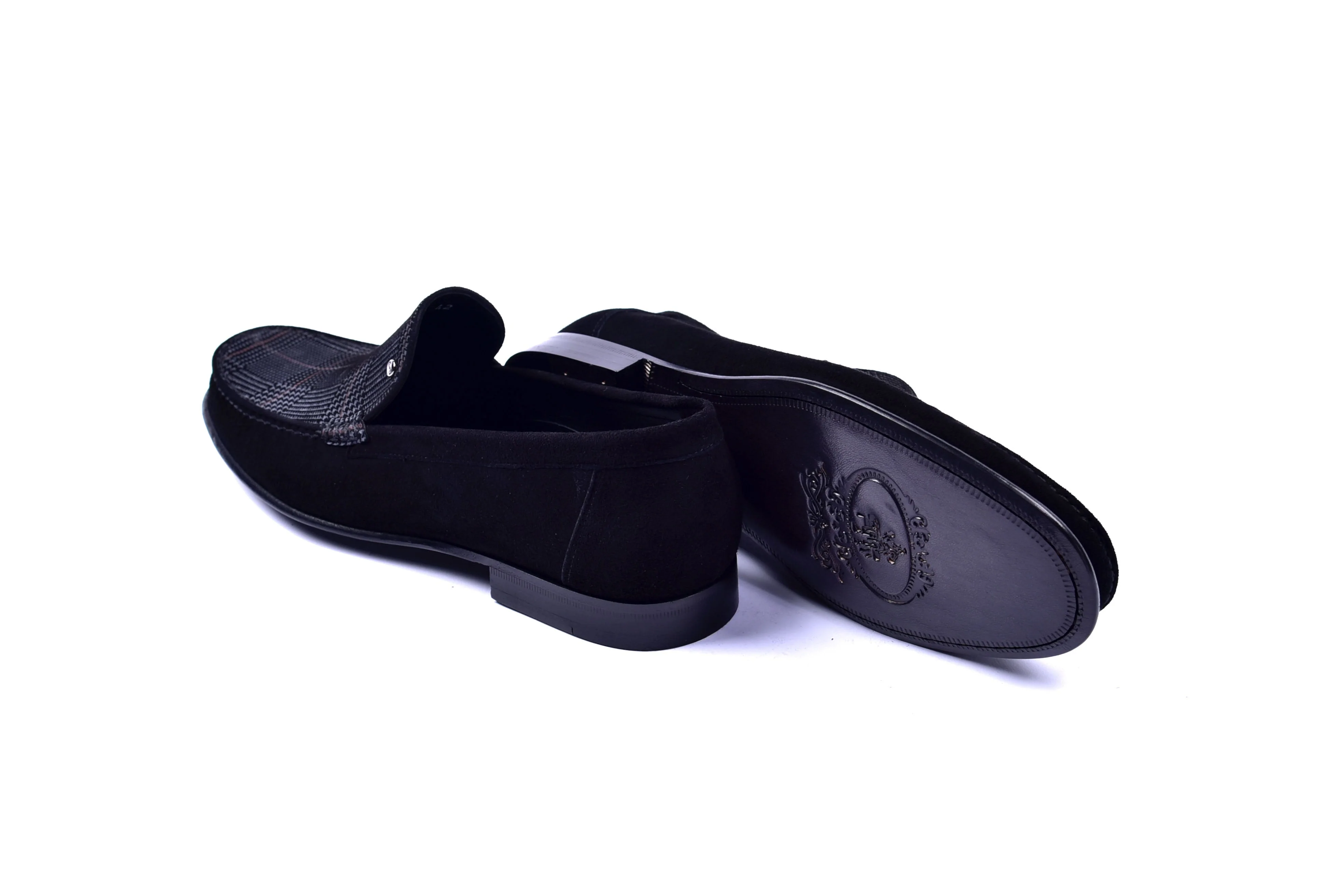 C0014058-3898S Suede Hand-sewn loafer- Black - Image 3
