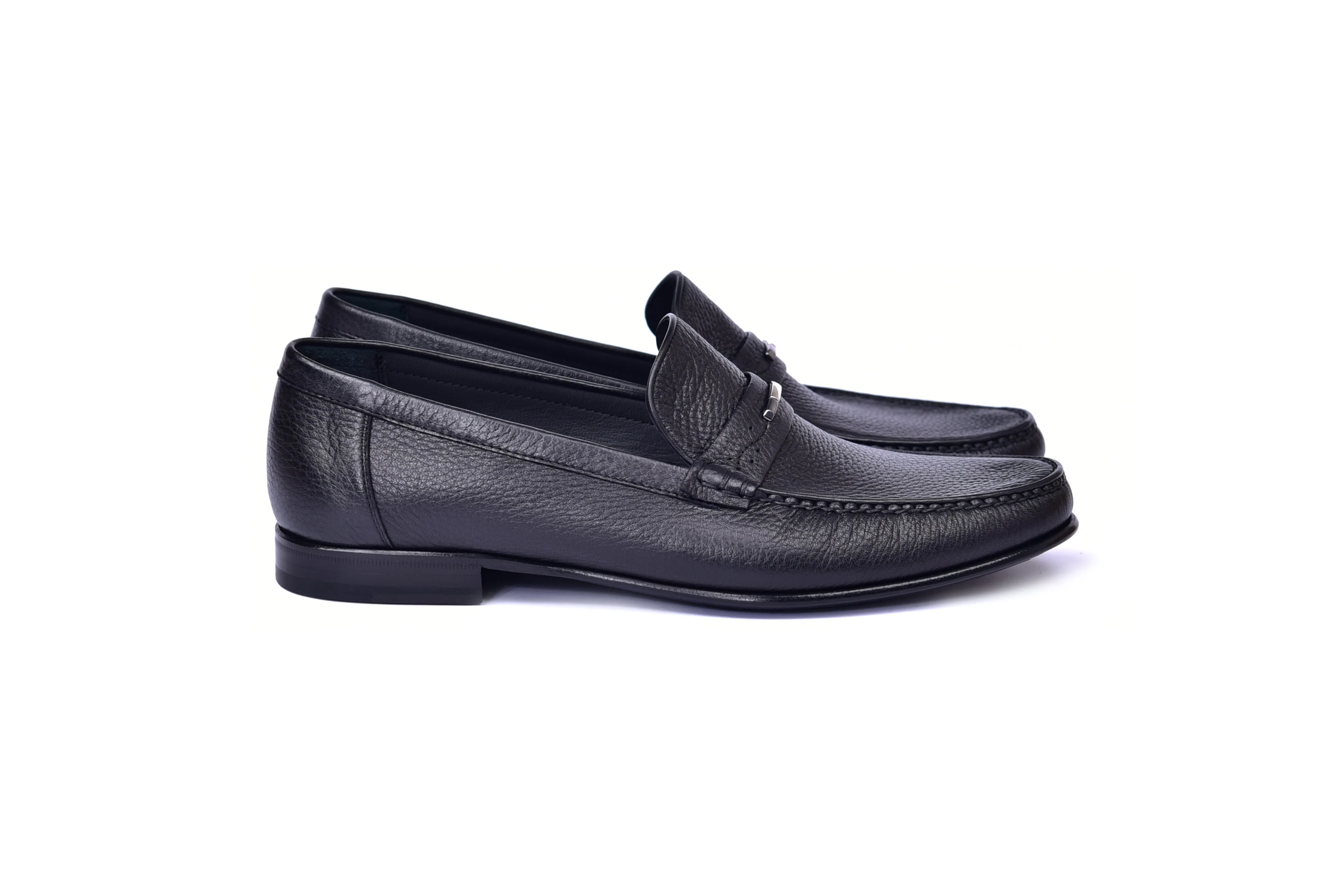 C0014059-3898 Hand-sewn deer skin  Loafer Black - Image 2