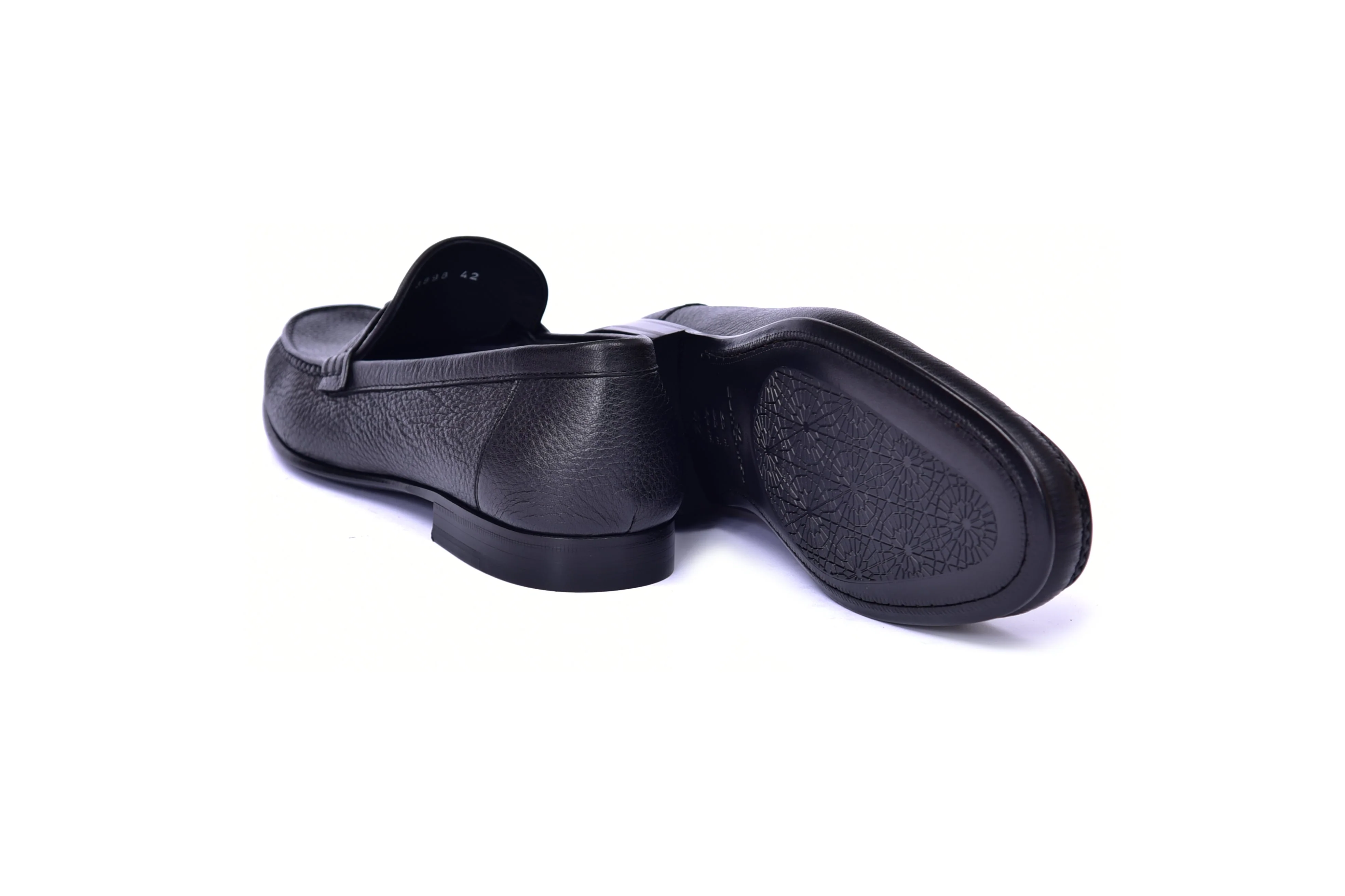 C0014059-3898 Hand-sewn deer skin  Loafer Black - Image 3