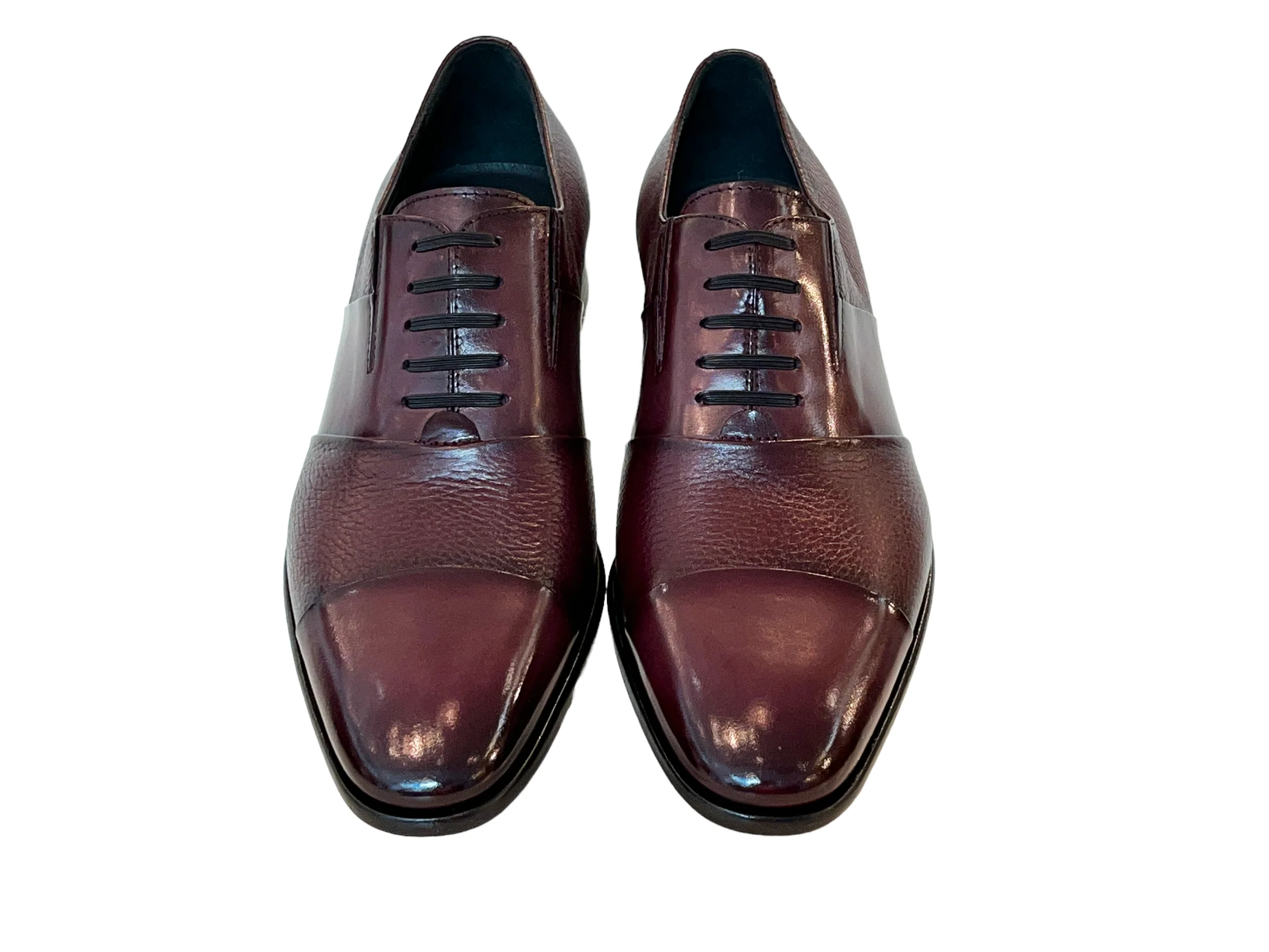 C0142-5691 Cap Toe Tie-less deer skin- Burgundy - Image 4