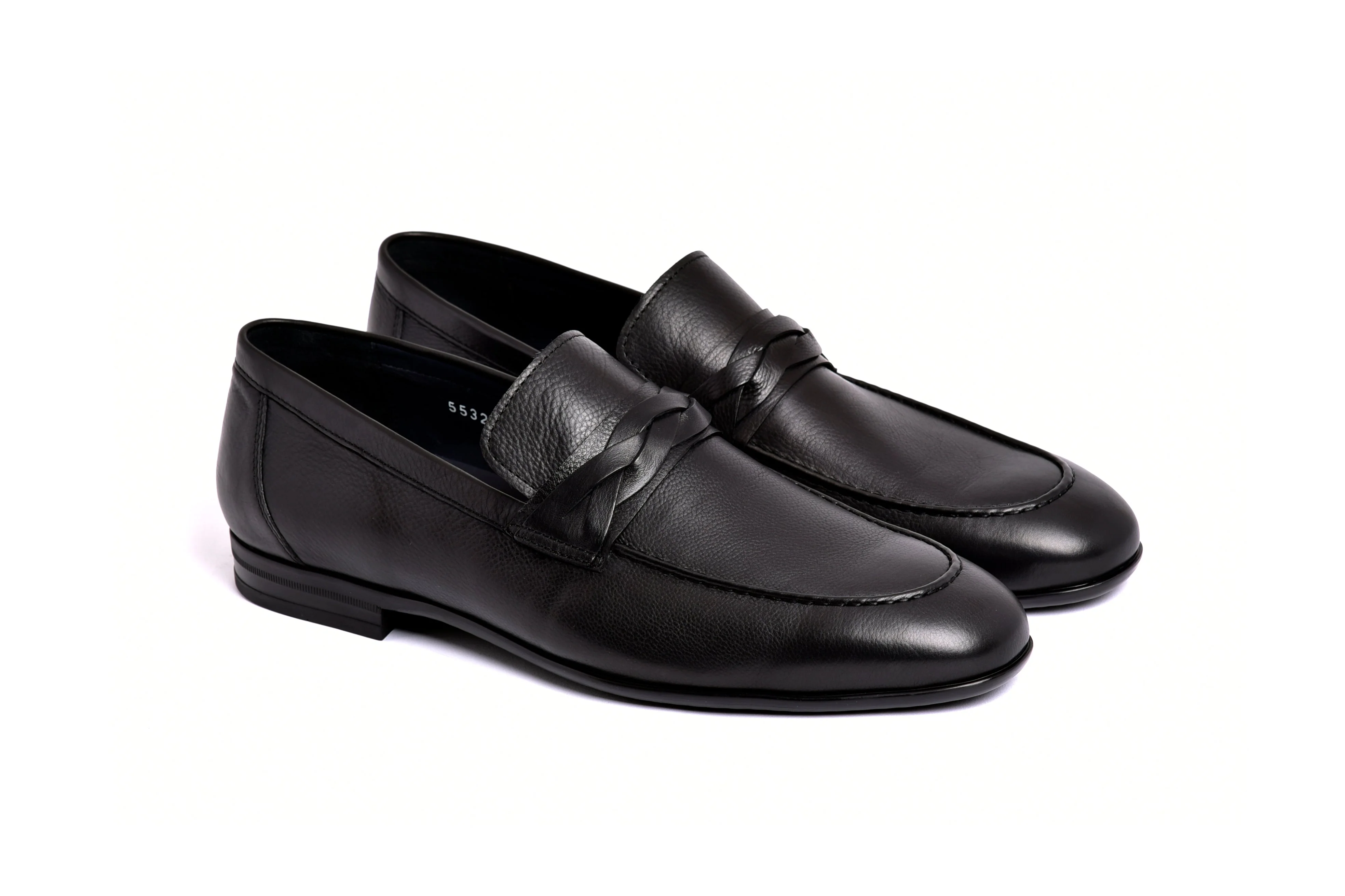 C160-5532 Deer skin Loafer- Black - Image 3
