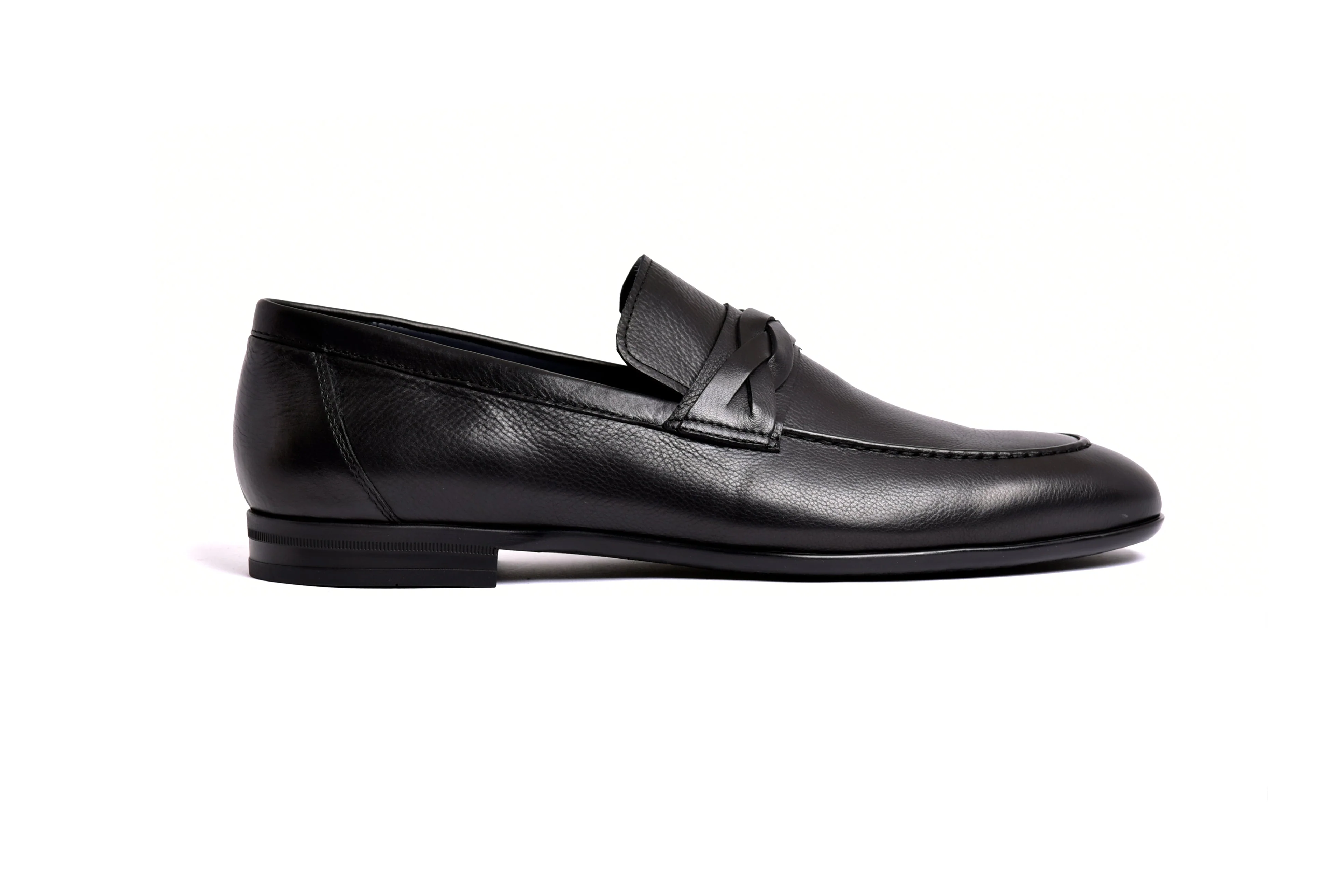 C160-5532 Deer skin Loafer- Black - Image 4