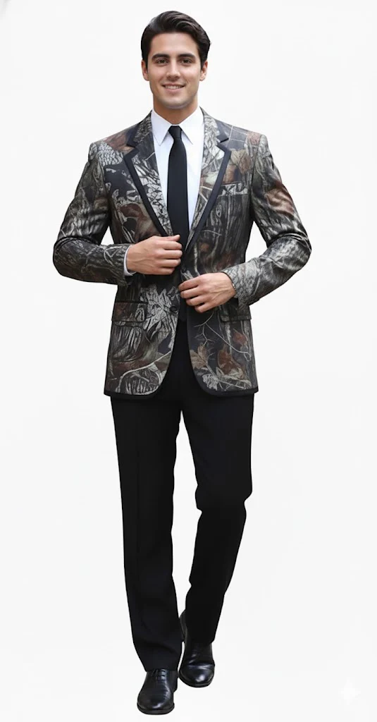 Camouflage Tuxedos with Black Pants and Black Tie - Image 5