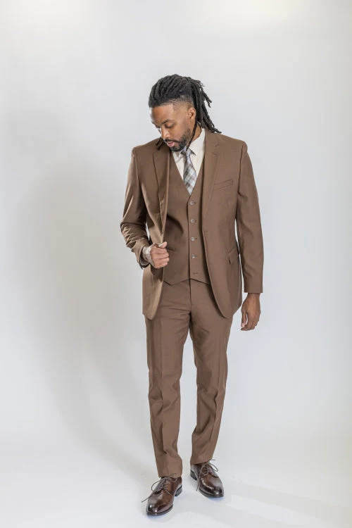 Caravelli Suit - Designer Caravelli Jacket and Pants in Color Solid Brown - Image 3