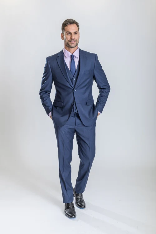 Caravelli Suit - Designer Caravelli Jacket and Pants in Color Solid Midnight Blue - Image 2