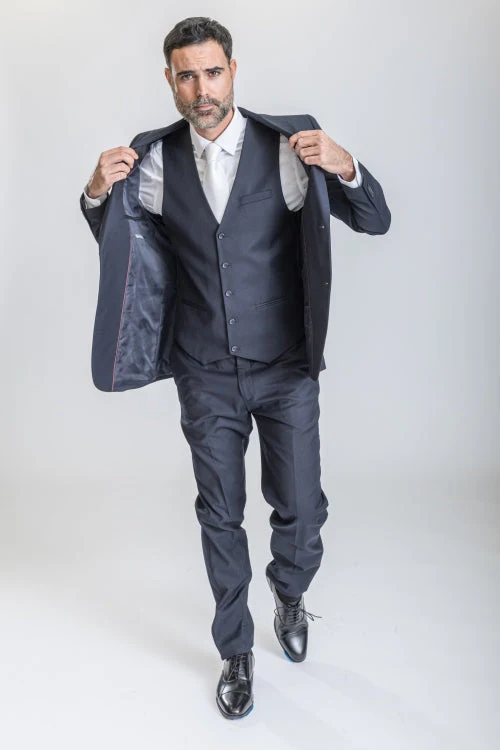 Caravelli Suit - Designer Caravelli Jacket and Pants in Color Solid Navy - Image 4