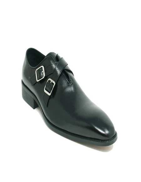 Carrucci Cross Strap Leather Stylish Dress Loafer In Black