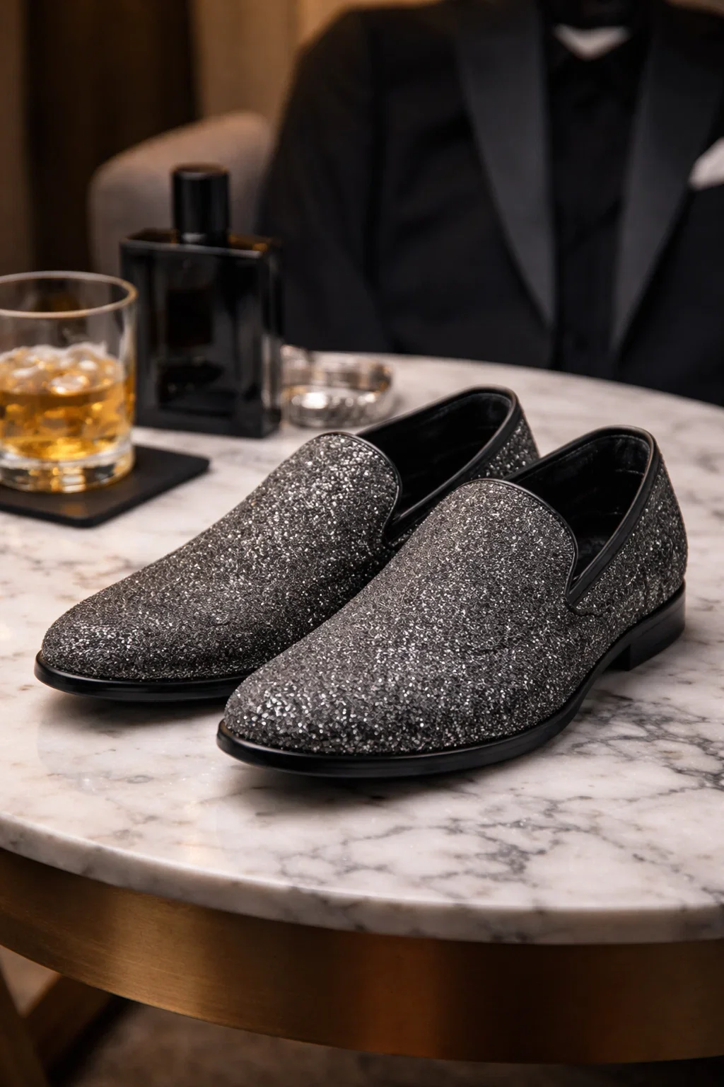 "Cash" Charcoal Couture 1910 Tuxedo Shoes - Image 7