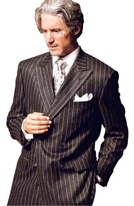 Chalk Bold Pinstripe Double Breasted 6 on 2 Super 120's poly~rayon Suit