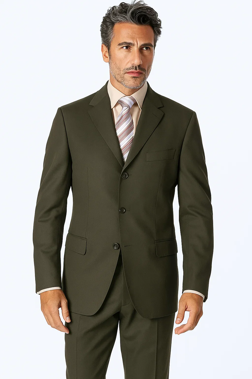 Cheap Plus Size Suits For Men - Big and Tall Suit For Big Guys Olive Green - Image 2
